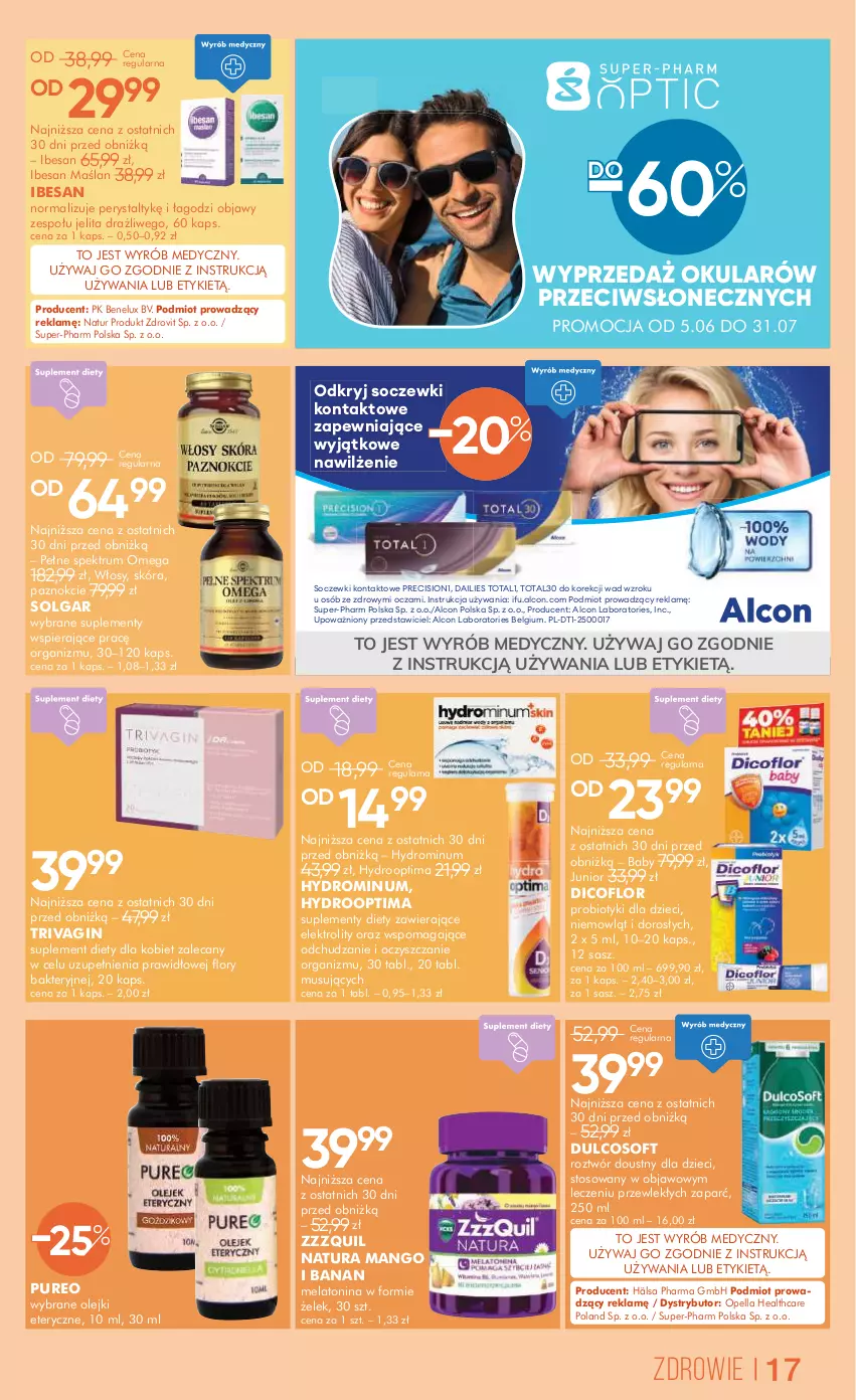 Gazetka promocyjna Super Pharm - Gazetka - ważna 27.06 do 18.07.2025 - strona 17 - produkty: Alcon, Dicoflor, Dzieci, Gin, LG, Mango, Mus, Olej, Optima, Probiotyk, Pur, Rum, Soczewki kontaktowe, Suplement diety, Zdrowie