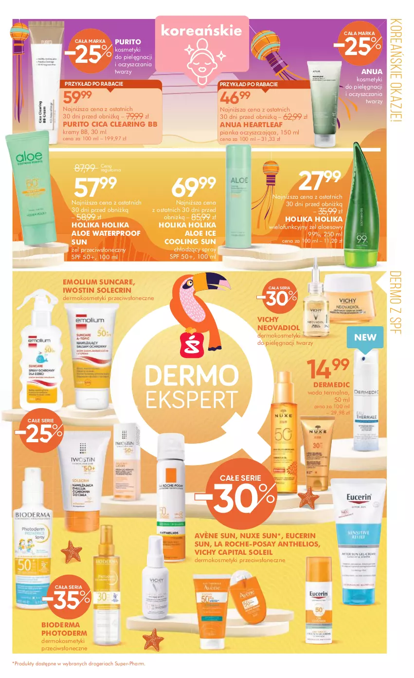 Gazetka promocyjna Super Pharm - Gazetka - ważna 27.06 do 18.07.2025 - strona 5 - produkty: Avène, Bioderma, Dermedic, Emolium, Helio, Holika Holika, Iwostin, Kosmetyki do pielęgnacji, La Roche-Posay, Nuxe, Pur, Ser, Vichy, Woda