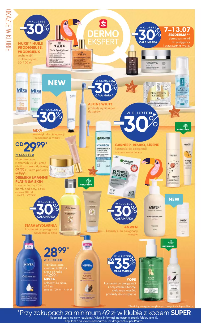 Gazetka promocyjna Super Pharm - Gazetka - ważna 27.06 do 18.07.2025 - strona 6 - produkty: Dermika, Garnier, Gin, Kosmetyki do pielęgnacji, Krem do twarzy, Krem pod oczy, Lirene, Mixa, Nivea, Nuxe, Olej, Sesderma, Yope