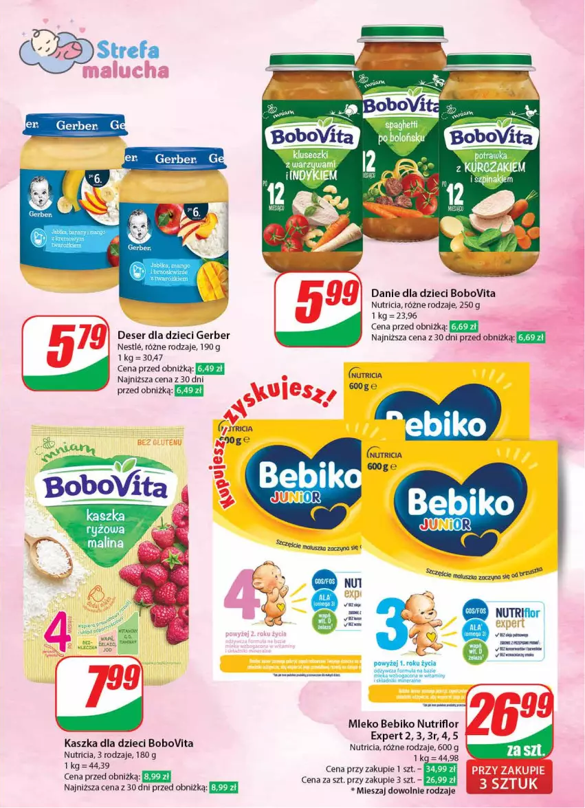 Gazetka promocyjna Dino - Gazetka 4 - ważna 23.01 do 30.01.2024 - strona 14 - produkty: Bebiko, BoboVita, Brzoskwinie, Danie dla dzieci, Deser, Dzieci, Gerber, Mango, Mleko, Ryż, Ser