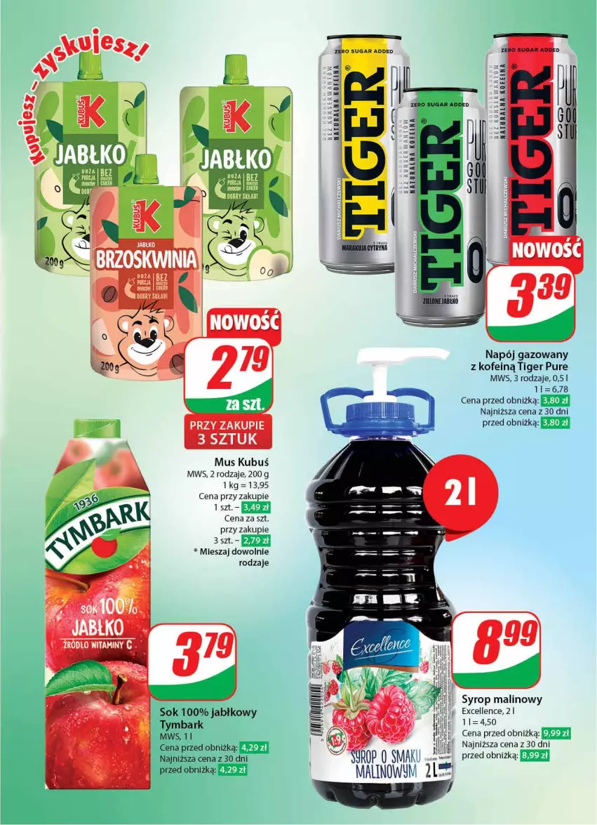 Gazetka promocyjna Dino - Gazetka 4 - ważna 23.01 do 30.01.2024 - strona 3 - produkty: Kubuś, Mus, Napój, Napój gazowany, Pur, Ser, Sok, Tiger, Tymbark