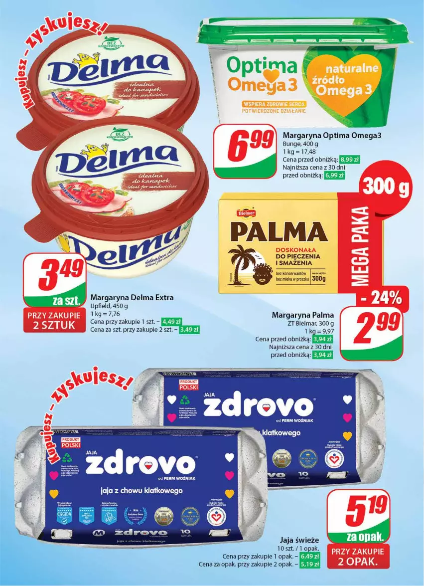 Gazetka promocyjna Dino - Gazetka 4 - ważna 23.01 do 30.01.2024 - strona 33 - produkty: Delma, Jaja, Margaryna, Optima, Optima Omega3, Palma, Piec