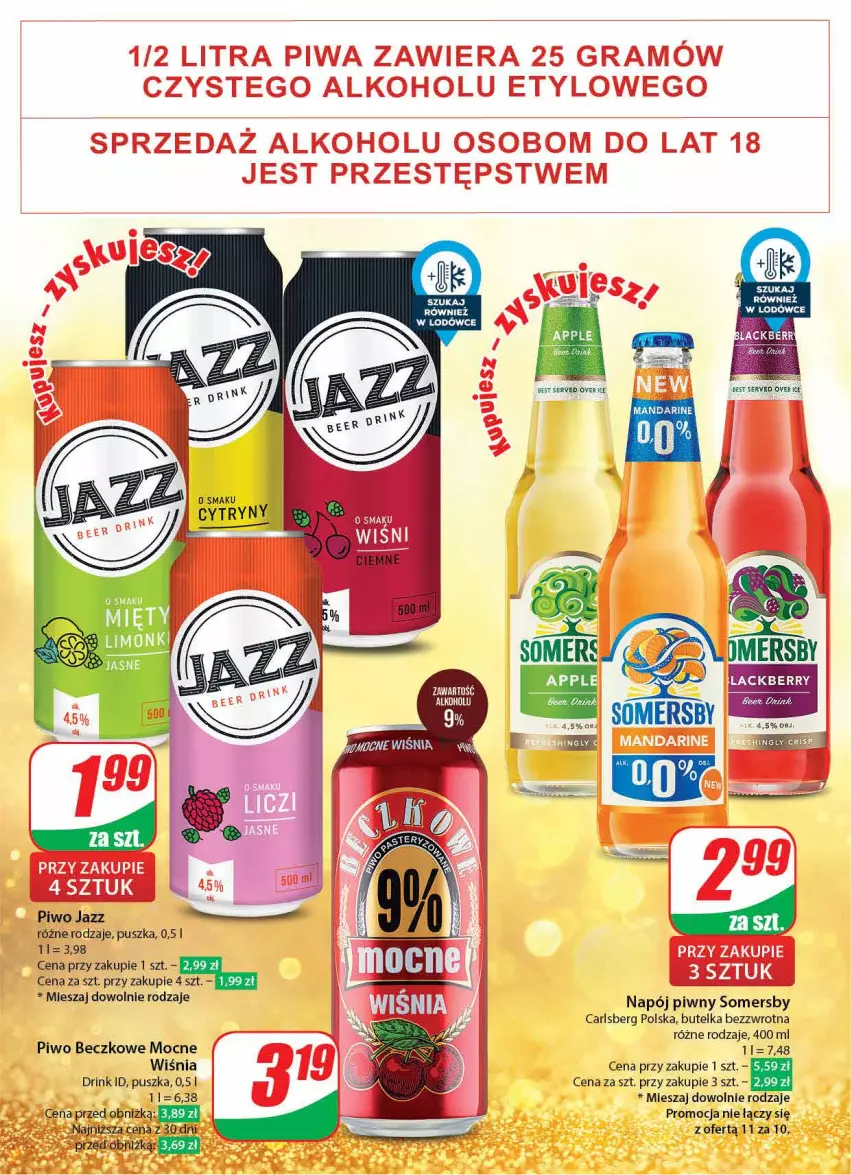 Gazetka promocyjna Dino - Gazetka 4 - ważna 23.01 do 30.01.2024 - strona 39 - produkty: Carlsberg, Napój, Piwo, Ser, Somersby