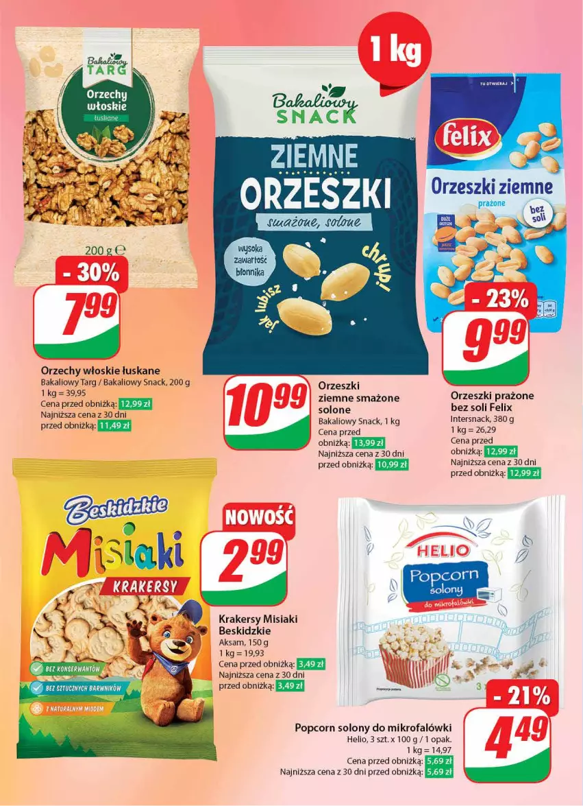 Gazetka promocyjna Dino - Gazetka 4 - ważna 23.01 do 30.01.2024 - strona 41 - produkty: Aksam, Beskidzki, Fa, Felix, Helio, Krakersy, Orzechy włoskie, Orzeszki, Orzeszki ziemne, Popcorn