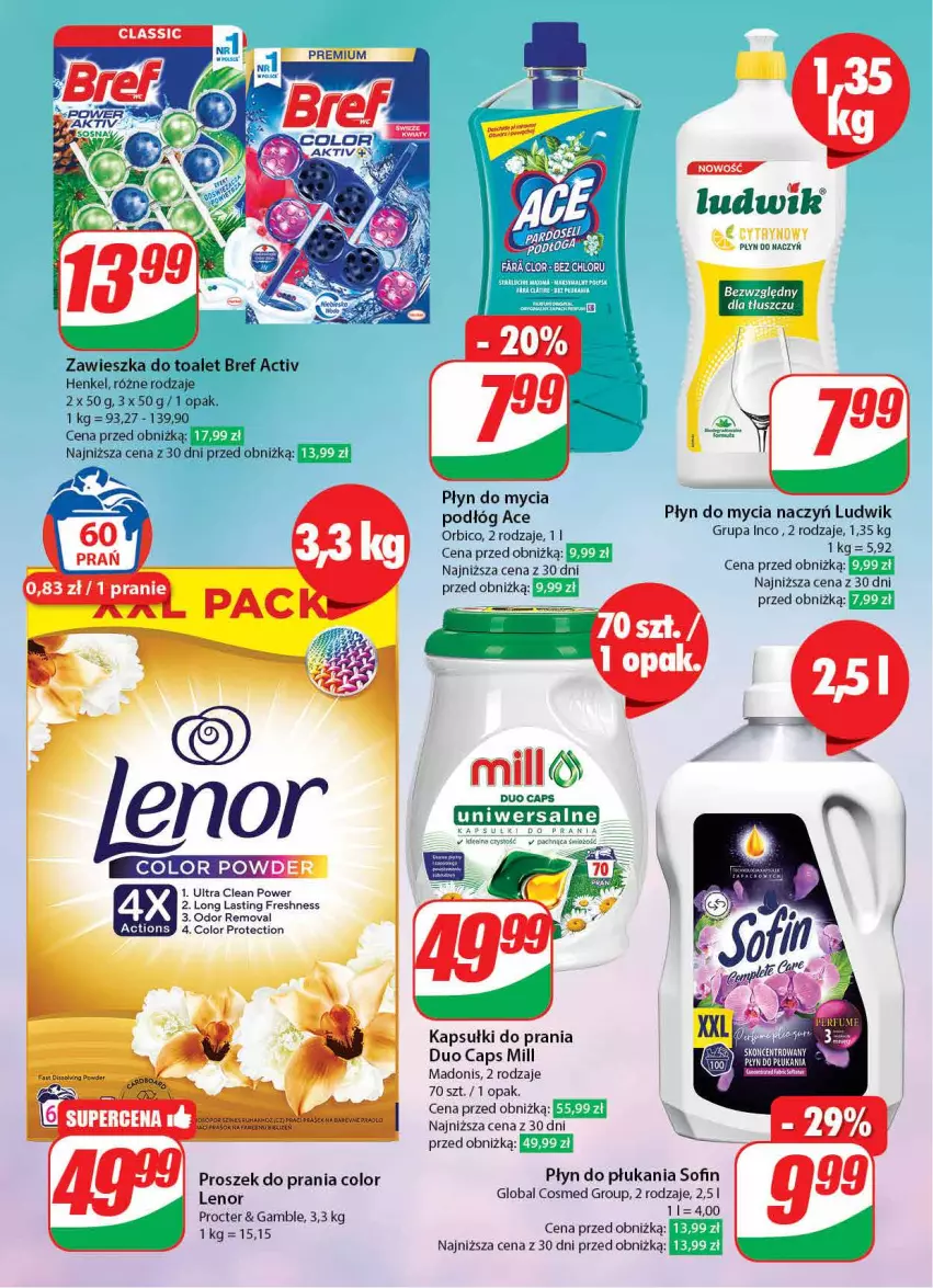 Gazetka promocyjna Dino - Gazetka 4 - ważna 23.01 do 30.01.2024 - strona 54 - produkty: BIC, Bref, Do mycia naczyń, Kapsułki do prania, Lenor, Ludwik, Płyn do mycia, Płyn do mycia naczyń, Płyn do płukania, Proszek do prania