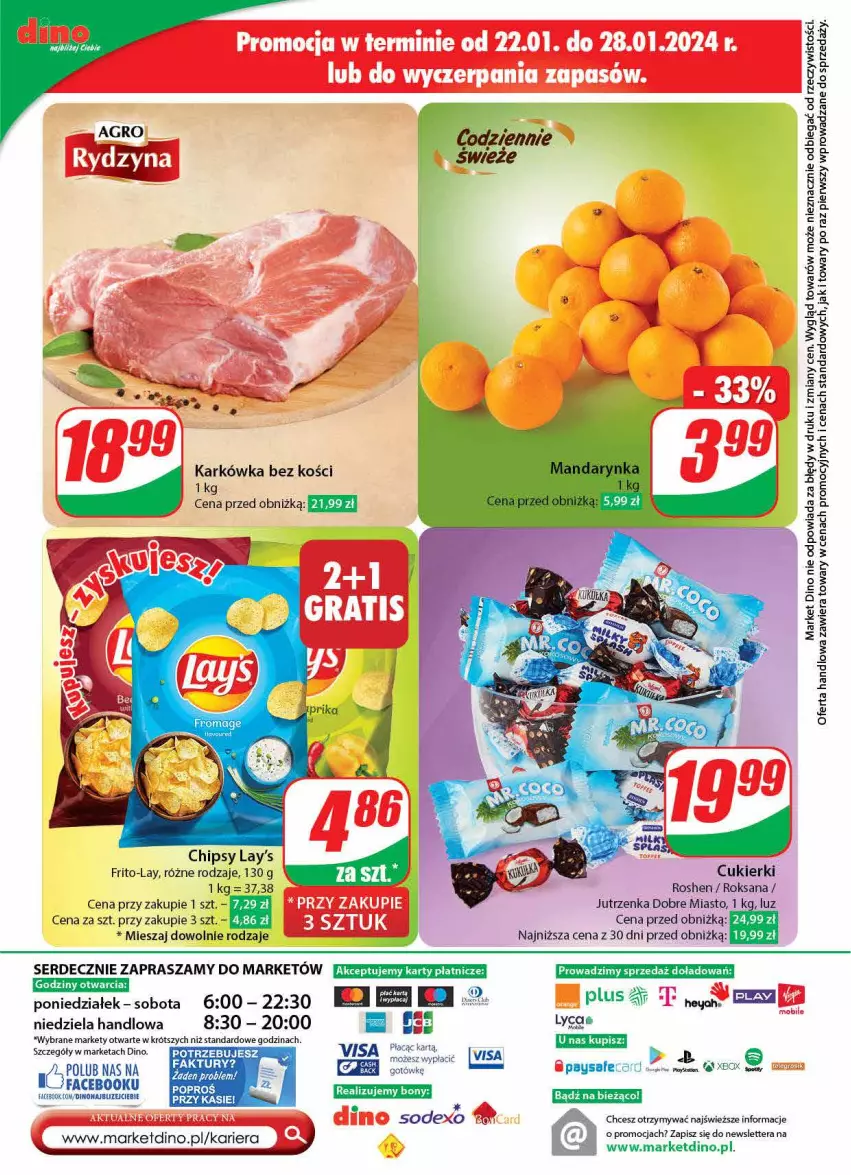 Gazetka promocyjna Dino - Gazetka 4 - ważna 23.01 do 30.01.2024 - strona 55 - produkty: Chipsy, Cukier, Cukierki, Fa, Jutrzenka, Ser, Tera