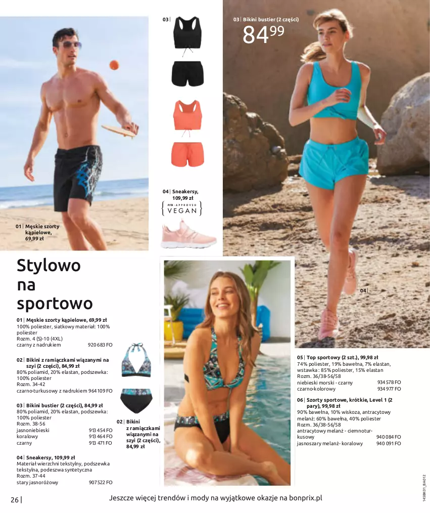 Gazetka promocyjna Bonprix - Twoje lato – twój look! - ważna 30.05 do 30.11.2022 - strona 28 - produkty: Bikini, Por, Sneakersy, Sport, Szorty, Top, Wełna