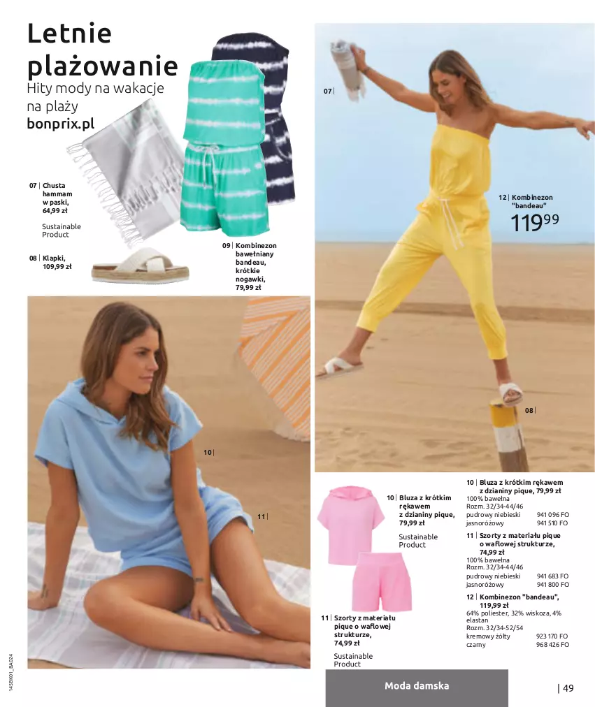 Gazetka promocyjna Bonprix - Twoje lato – twój look! - ważna 30.05 do 30.11.2022 - strona 51 - produkty: Bluza, Chusta, Klapki, Kombinezon, Szorty, Wełna