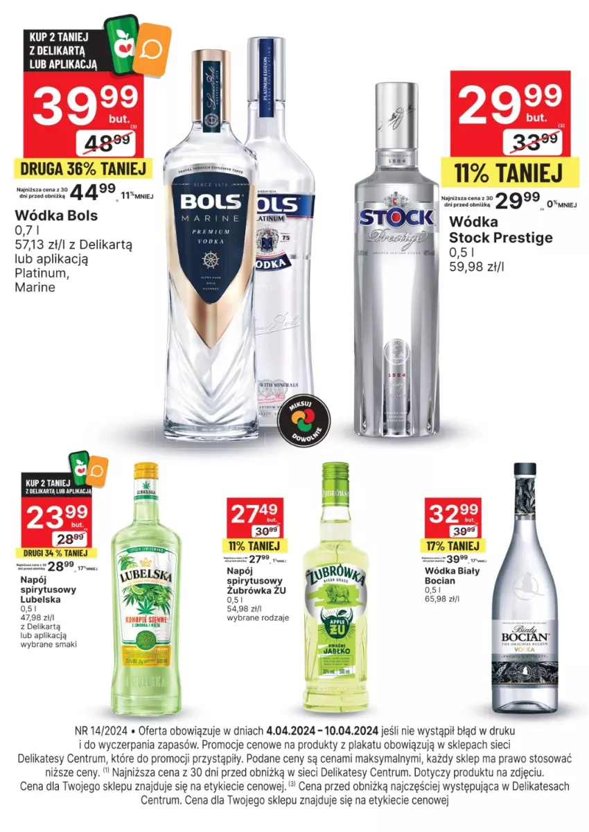 Gazetka promocyjna Delikatesy Centrum - Folder alkoholowy DC14 - ważna 04.04 do 10.04.2024 - strona 1 - produkty: Bols, Napój, Rum, Wódka