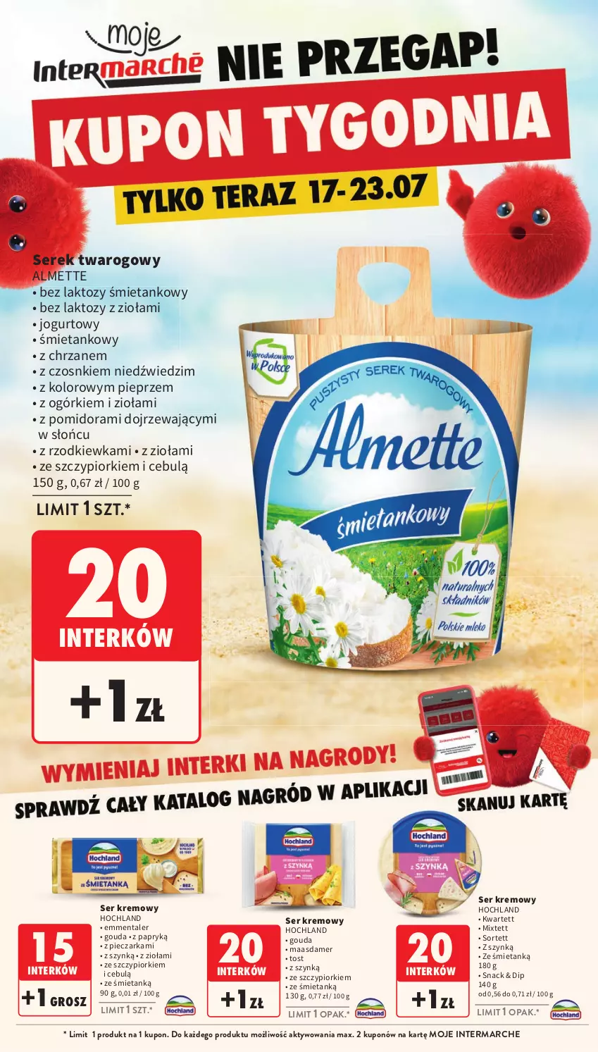 Gazetka promocyjna Intermarche - Gazetka Intermarche - ważna 17.07 do 23.07.2025 - strona 10 - produkty: Almette, Chrzan, Emmental, Gouda, Hochland, Jogurt, Maasdam, Piec, Pieczarka, Pieprz, Rzodkiewka, Ser, Serek, Serek twarogowy