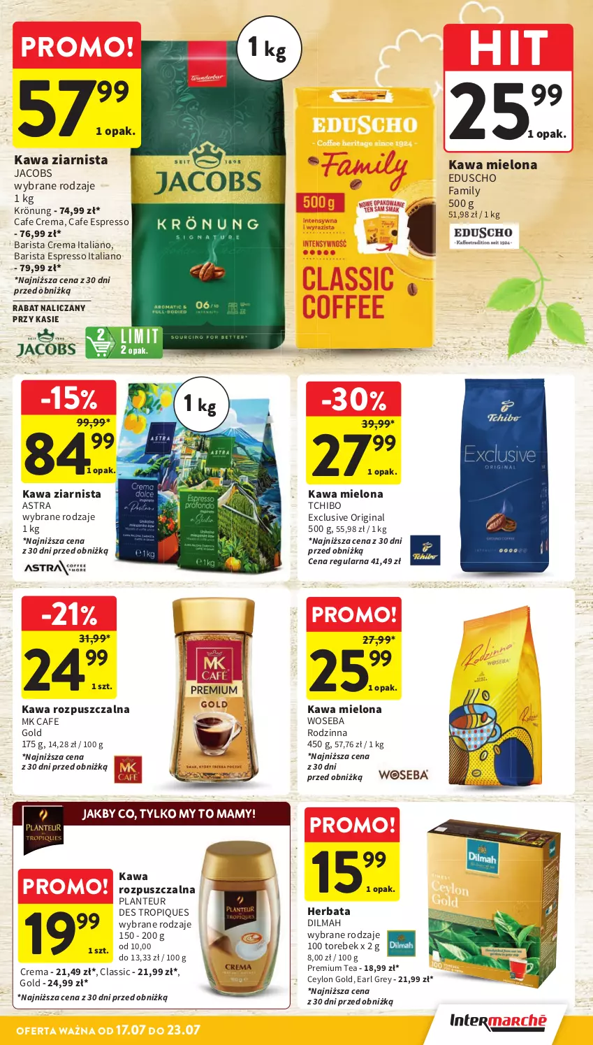 Gazetka promocyjna Intermarche - Gazetka Intermarche - ważna 17.07 do 23.07.2025 - strona 26 - produkty: Dilmah, Earl Grey, Fa, Gin, Herbata, Jacobs, Kawa, Kawa mielona, Kawa rozpuszczalna, Kawa ziarnista, Tchibo, Woseba