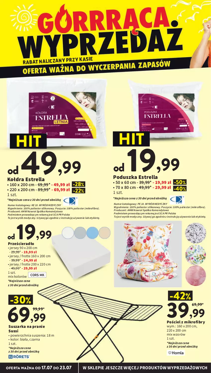 Gazetka promocyjna Intermarche - Gazetka Intermarche - ważna 17.07 do 23.07.2025 - strona 37 - produkty: Kołdra, Poduszka, Półka, Pościel, Prześcieradło, Suszarka, Suszarka na pranie