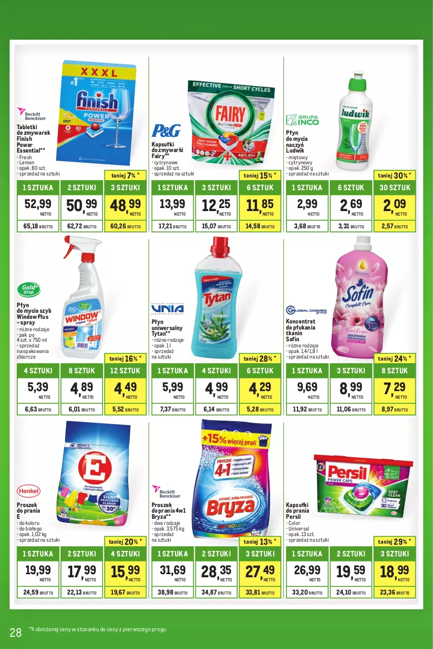 Gazetka promocyjna Makro - Kupujesz więcej płacisz mniej - oferta z alkoholem - ważna 01.07 do 31.07.2023 - strona 28 - produkty: Bryza, Do mycia naczyń, Fa, Fairy, Finish, Kapsułki do prania, Ludwik, Persil, Płyn do mycia, Płyn do mycia naczyń, Proszek do prania, Tablet, Tytan, Zmywarki