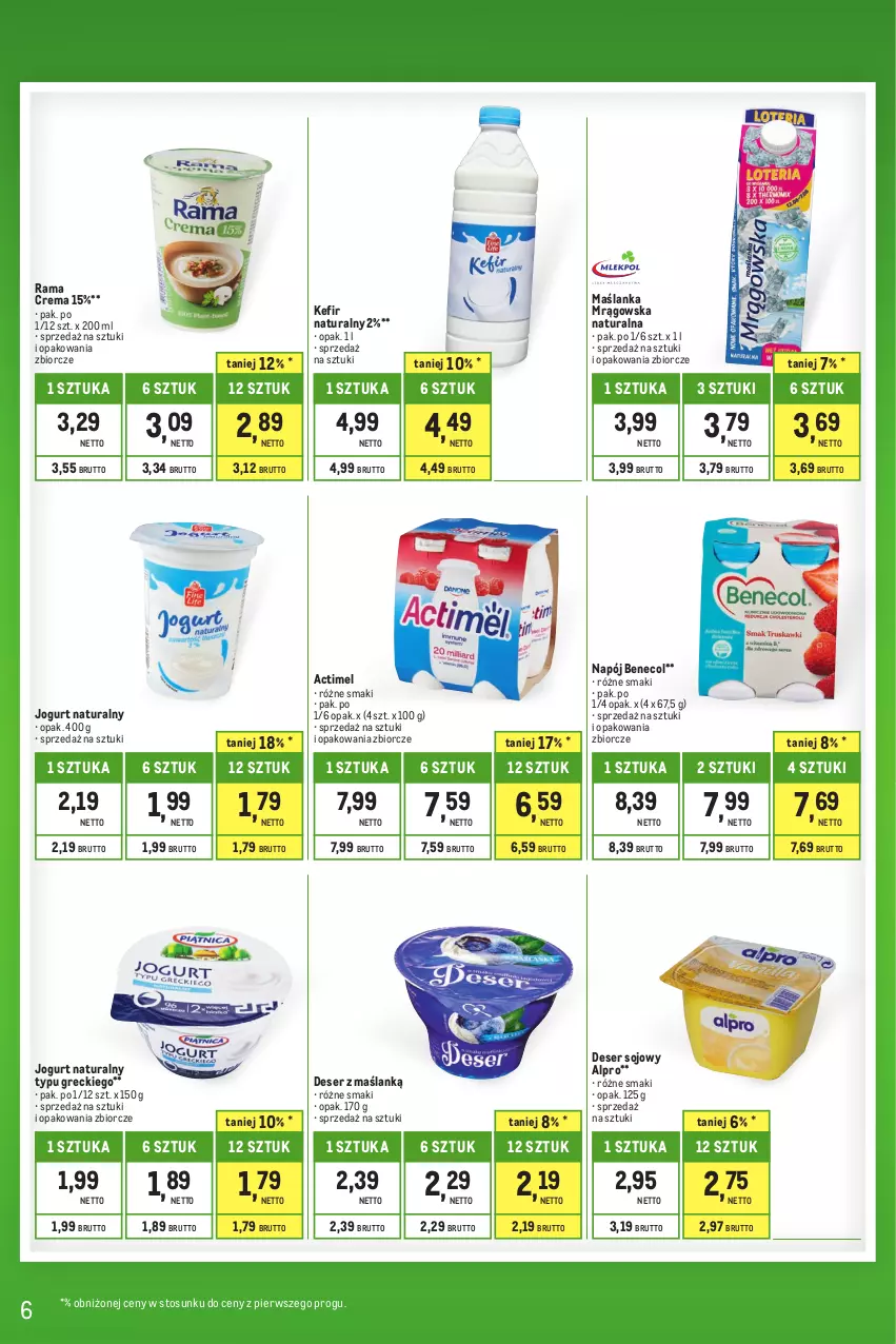 Gazetka promocyjna Makro - Kupujesz więcej płacisz mniej - oferta z alkoholem - ważna 01.07 do 31.07.2023 - strona 6 - produkty: Actimel, Alpro, Benecol, Deser, Jogurt, Jogurt naturalny, Kefir, Kefir naturalny, Maślanka, Napój, Rama, Ser