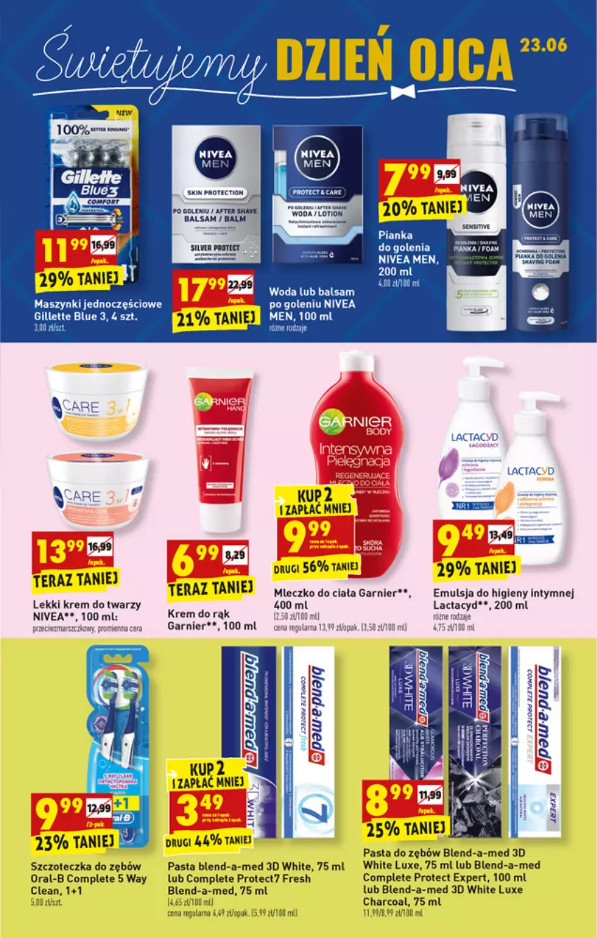 Gazetka promocyjna Biedronka - W tym tygodniu - ważna 21.06 do 27.06.2021 - strona 45 - produkty: Blend-a-Med, Emulsja, Gala, Garnier, Gillette, Krem do rąk, Krem do twarzy, Lactacyd, Mleczko, Mleczko do ciała, Nivea, Pasta do zębów, Ser, Szczoteczka, Szczoteczka do zębów, Tera, Woda