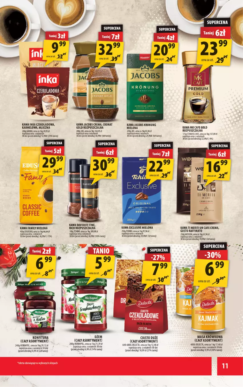 Gazetka promocyjna Arhelan - Gazetka - ważna 24.10 do 02.11.2025 - strona 11 - produkty: Davidoff, Delecta, Dżem, Fa, Gin, Gra, Herbapol, Inka, Jacobs, Kawa, Konfitura, Masa krówkowa, Mule, Mus, Tchibo, Woseba