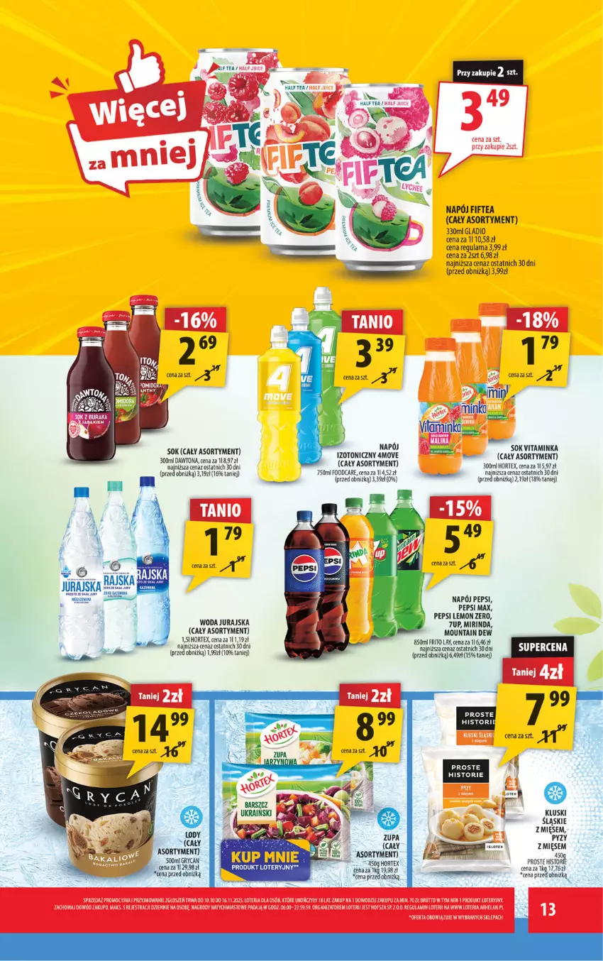 Gazetka promocyjna Arhelan - Gazetka - ważna 24.10 do 02.11.2025 - strona 13 - produkty: Fa, Gra, Hortex, Inka, Mirinda, Napój, Pepsi, Sok, Woda