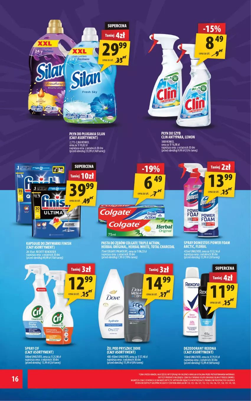 Gazetka promocyjna Arhelan - Gazetka - ważna 24.10 do 02.11.2025 - strona 16 - produkty: Cif, Colgate, Dezodorant, Domestos, Fa, Finish, Flora, Gin, LG, Palmolive, Płyn do szyb, Rexona, Zmywarki