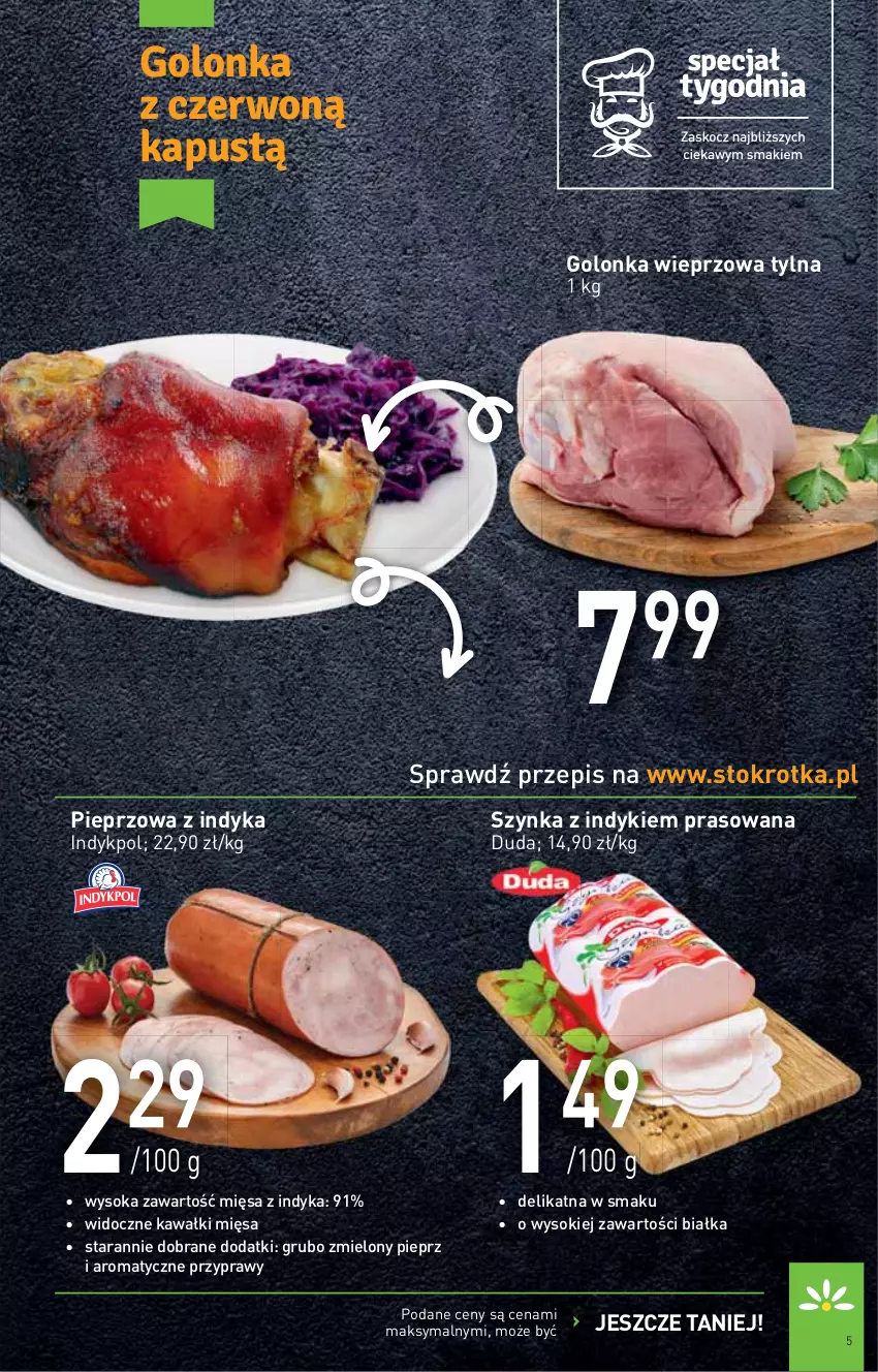 Gazetka promocyjna Stokrotka - Supermarket - ważna 02.12 do 08.12.2021 - strona 5 - produkty: Duda, Golonka wieprzowa, Kawa, Pieprz, Przyprawy, Sok, Szynka