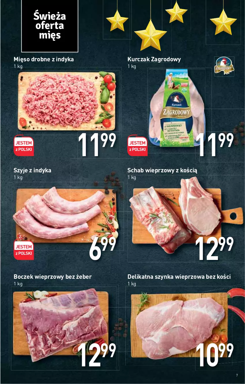 Gazetka promocyjna Stokrotka - Supermarket - ważna 02.12 do 08.12.2021 - strona 7 - produkty: Boczek, Boczek wieprzowy, Kurczak, Mięso, Schab wieprzowy, Szynka, Szynka wieprzowa