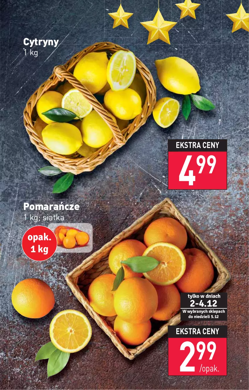 Gazetka promocyjna Stokrotka - Supermarket - ważna 02.12 do 08.12.2021 - strona 9 - produkty: Cytryny, Pomarańcze, Siatka