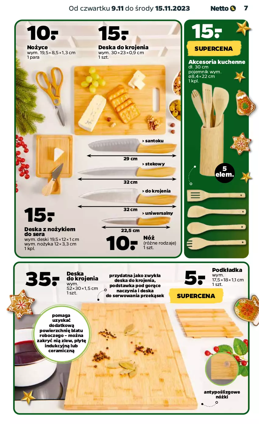 Gazetka promocyjna Netto - Akcesoria i dodatki - ważna 09.11 do 15.11.2023 - strona 7 - produkty: Deska do krojenia, Noż, Nożyce, Podkład, Podkładka, Pojemnik, Ser, Stek, Zlew