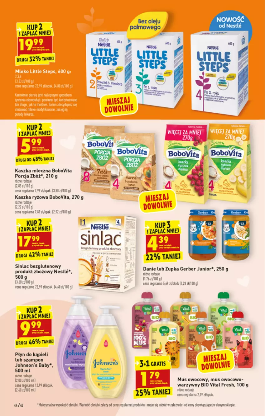 Gazetka promocyjna Biedronka - W tym tygodniu - ważna 19.07 do 24.07.2021 - strona 44 - produkty: BoboVita, EPEE, Gerber, Johnson's, Johnson's Baby, LG, Mus, Olej, Płyn do kąpieli, Por, Ryż, Sinlac, Sok, Szampon