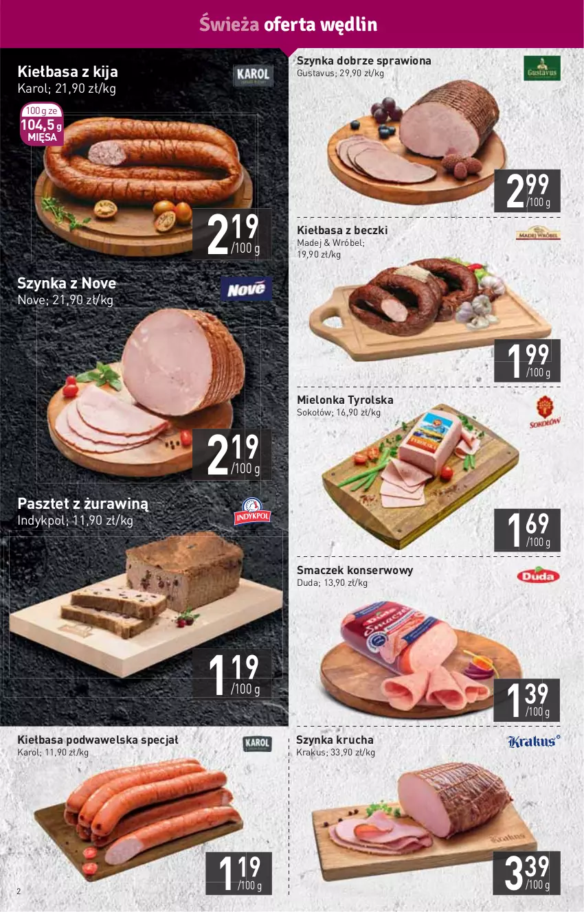 Gazetka promocyjna Stokrotka - Market - ważna 29.07 do 04.08.2021 - strona 2 - produkty: Duda, HP, Kiełbasa, Kiełbasa podwawelska, Krakus, Mielonka tyrolska, Pasztet, Ser, Sok, Sokołów, Szynka, Wawel