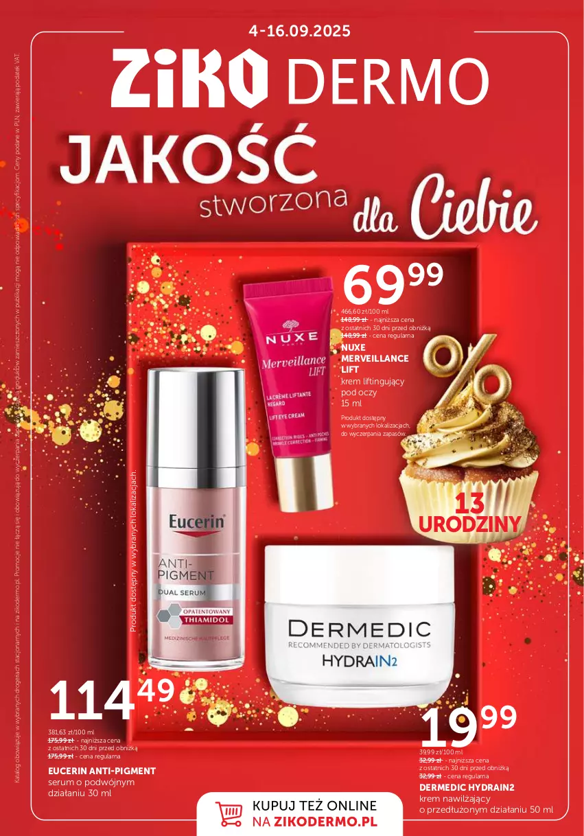 Gazetka promocyjna Ziko - Gazetka Ziko Dermo - ważna 04.09 do 16.09.2025 - strona 1 - produkty: Dermedic, Krem nawilżający, Nuxe, Rum, Ser, Serum