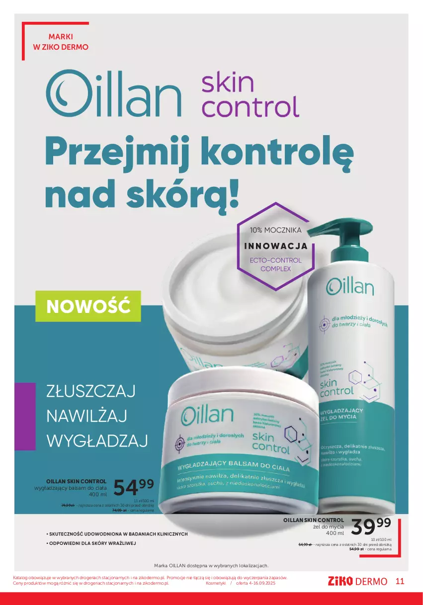 Gazetka promocyjna Ziko - Gazetka Ziko Dermo - ważna 04.09 do 16.09.2025 - strona 11 - produkty: Balsam do ciała, Control, Oillan, Rum, Ser, Serum, Sesderma
