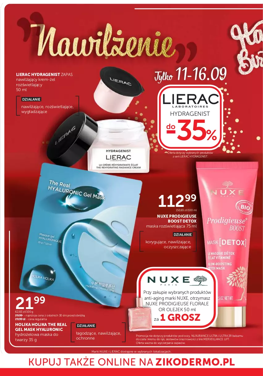 Gazetka promocyjna Ziko - Gazetka Ziko Dermo - ważna 04.09 do 16.09.2025 - strona 14 - produkty: Flora, Gin, Holika Holika, Lierac, Maska, Maska do twarzy, Nuxe, Olej, Ser