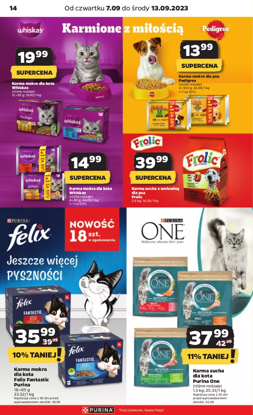 Gazetka promocyjna Netto - Artykuły spożywcze - ważna 07.09 do 13.09.2023 - strona 14 - produkty: Fa, Fanta, Felix, Pedigree, Pur, Purina, Whiskas