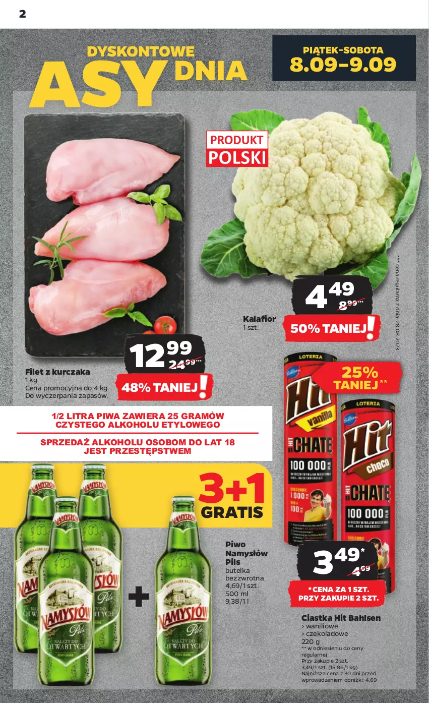 Gazetka promocyjna Netto - Artykuły spożywcze - ważna 07.09 do 13.09.2023 - strona 2 - produkty: Ciastka, Gra, Kalafior, Kurczak, Namysłów, Piwa, Piwo