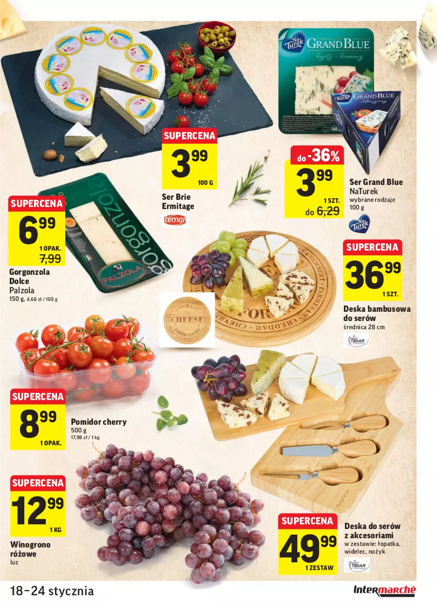 Gazetka promocyjna Intermarche - ważna 18.01 do 24.01.2022 - strona 21 - produkty: Brie, Gorgonzola, Gra, NaTurek, Noż, Ser, Widelec, Wino