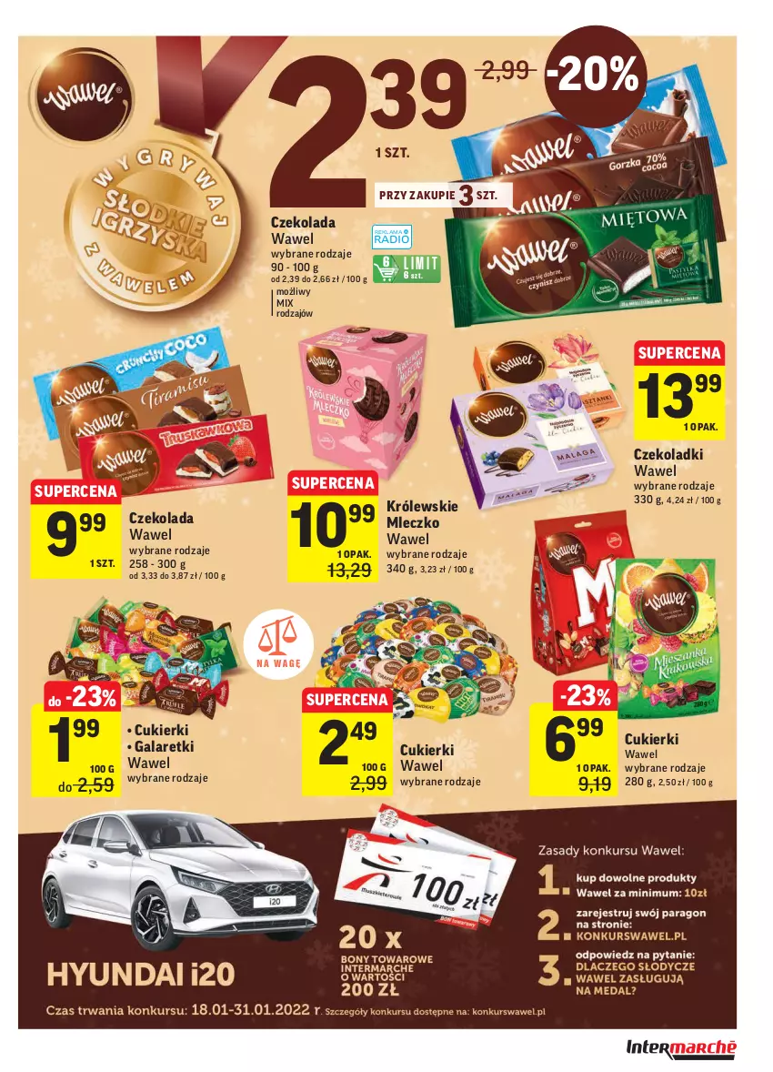 Gazetka promocyjna Intermarche - ważna 18.01 do 24.01.2022 - strona 27 - produkty: Cukier, Cukierki, Czekolada, Gala, Galaretki, Królewski, Królewskie Mleczko, Mleczko, Wawel