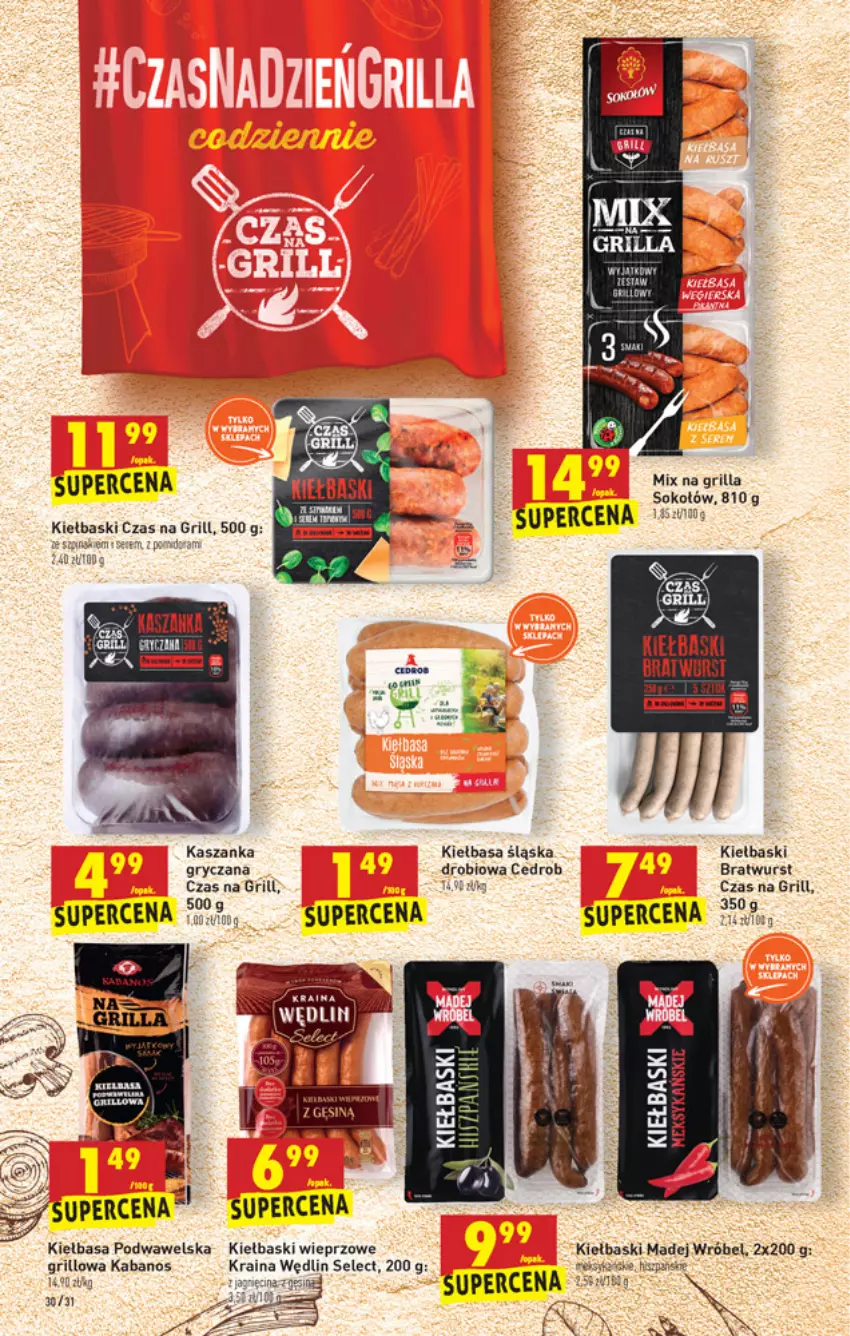 Gazetka promocyjna Biedronka - W tym tygodniu - ważna 29.04 do 05.05.2021 - strona 30 - produkty: Fa, Grill, Gry, Kasza, Kaszanka, Kiełbasa, Kiełbasa śląska, Madej Wróbel, Sok, Sokołów, Szpinak, Wawel