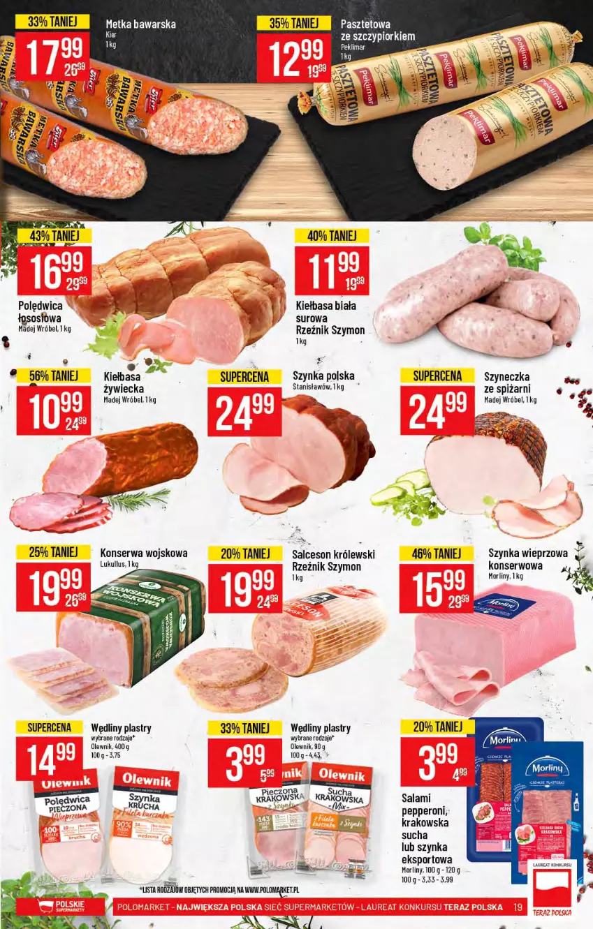 Gazetka promocyjna PoloMarket - Gazetka promocyjna  r - ważna 03.03 do 09.03.2021 - strona 19 - produkty: Kiełbasa, Królewski, Madej Wróbel, Morliny, Olewnik, Piec, Polędwica, Por, Salami, Salceson, Ser, Sos, Sport, Szynka