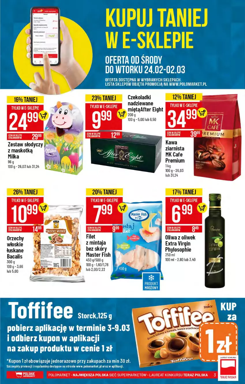 Gazetka promocyjna PoloMarket - Gazetka promocyjna  r - ważna 03.03 do 09.03.2021 - strona 3 - produkty: Gin, Kawa, Milka, Mintaj, Oliwa z oliwek