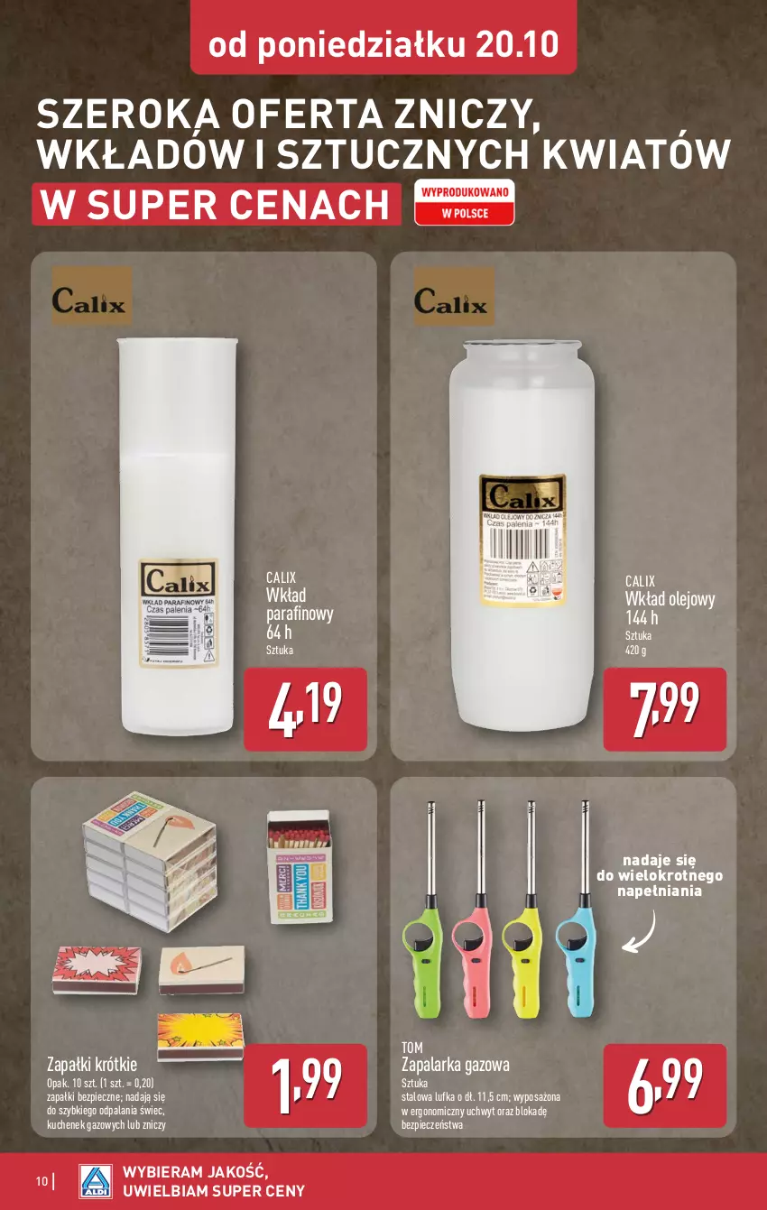 Gazetka promocyjna Aldi - Artykuły przemysłowe i tekstylia - ważna 23.10 do 25.10.2025 - strona 10 - produkty: Olej, Piec, Wkład olejowy, Zapalarka, Znicz