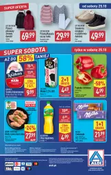 Gazetka promocyjna Aldi - Artykuły przemysłowe i tekstylia - Gazetka - ważna od 25.10 do 25.10.2025 - strona 14 - produkty: Kurczak, Krakus, Kujawski, Ser, Por, Gra, Sneakersy, Papryka czerwona, Koszula nocna, Papryka, Kosz, O nas, Koszula, Szynka konserwowa, Szynka, Płaszcz, Czekolada, Olej rzepakowy, Biuro, Olej, Milka, Piżama, Mleko, Fa