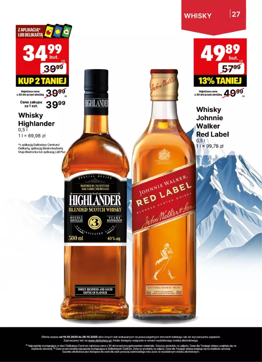 Gazetka promocyjna Delikatesy Centrum - Delibarek DC42-DC43 - ważna 16.10 do 29.10.2025 - strona 27 - produkty: Dron, Johnnie Walker, Rama, Rum, Whisky