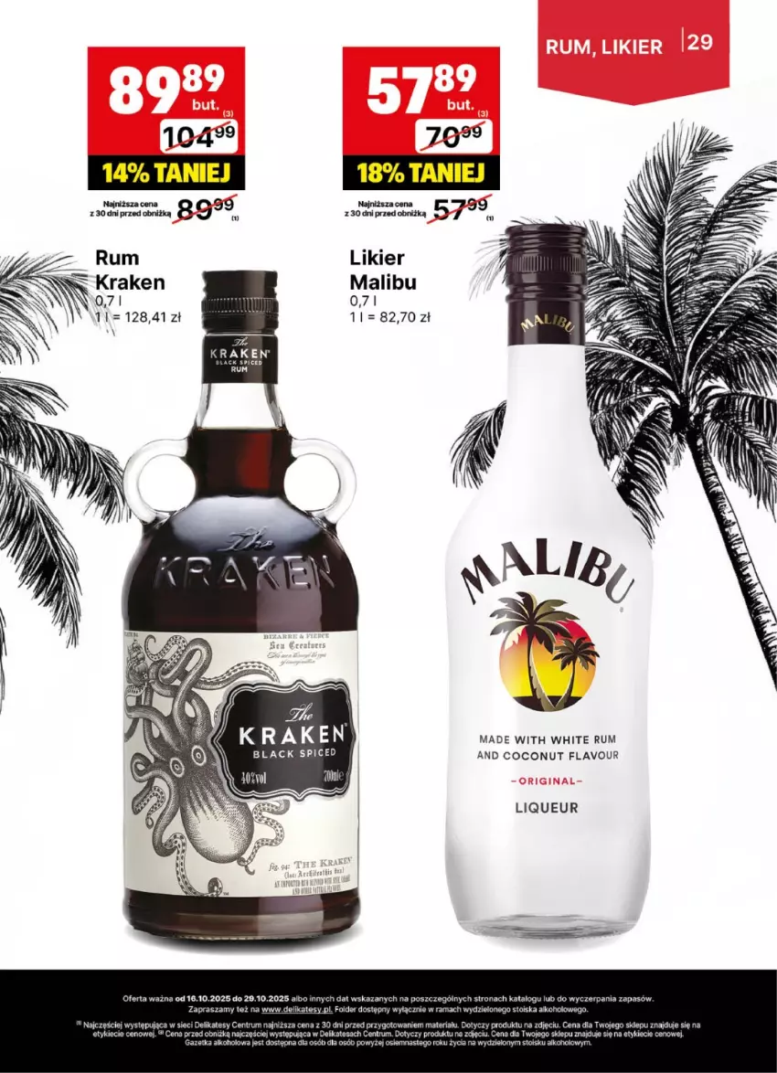Gazetka promocyjna Delikatesy Centrum - Delibarek DC42-DC43 - ważna 16.10 do 29.10.2025 - strona 29 - produkty: Lack, Likier, Malibu, Rama, Rum