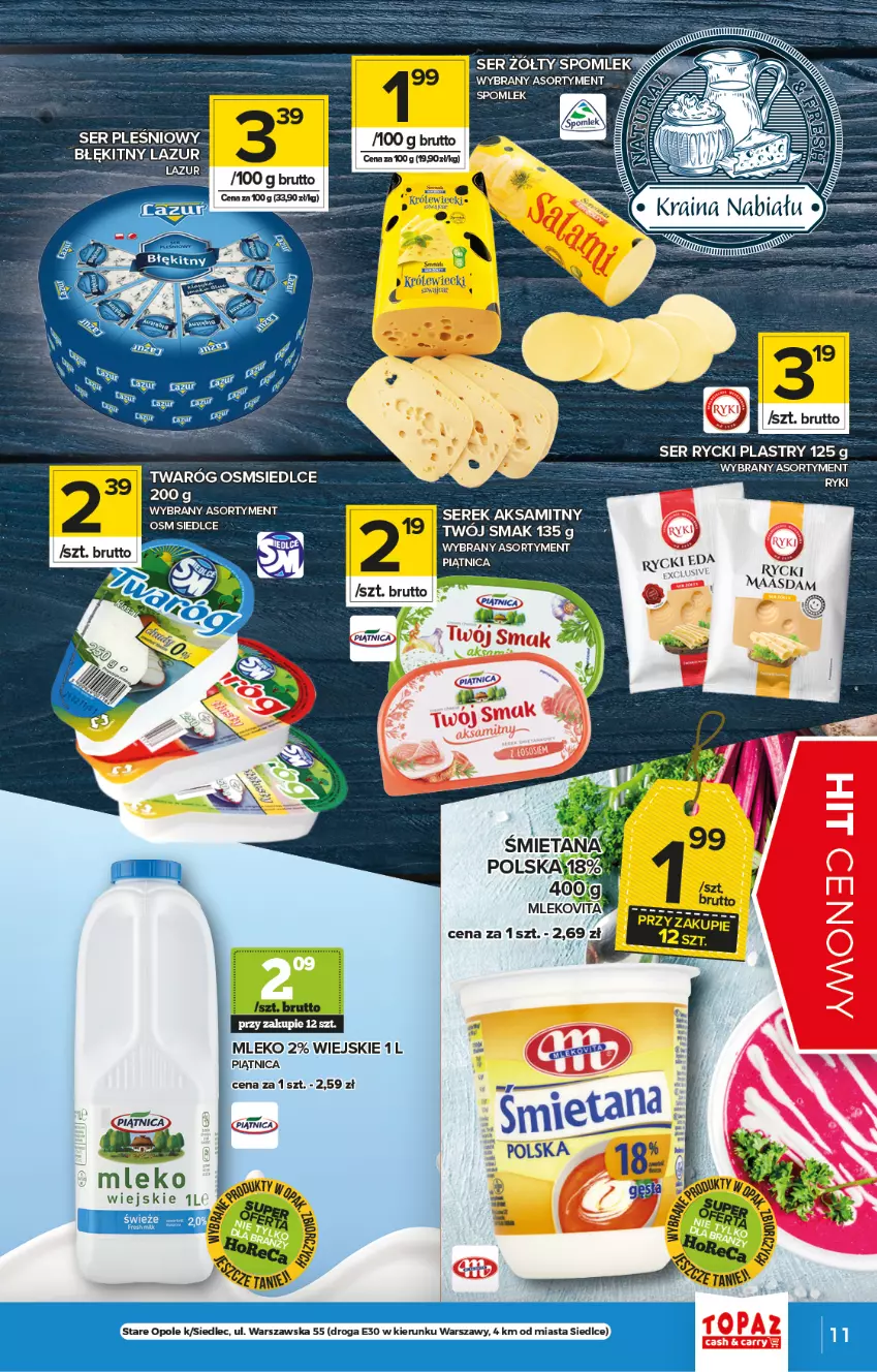 Gazetka promocyjna Topaz - Gazetka - ważna 24.06 do 30.06.2021 - strona 11 - produkty: Aksam, Lazur, LG, Maasdam, Mleko, Mlekovita, Piątnica, Ser, Ser pleśniowy, Serek, Twaróg, Twój Smak, Vita C