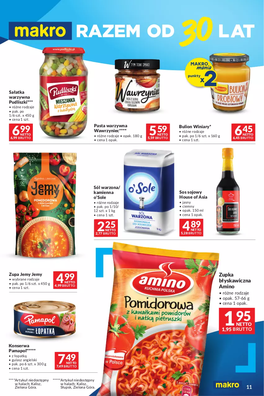 Gazetka promocyjna Makro - Oferta dla Twojego biznesu - oferta z alkoholem - ważna 20.02 do 04.03.2024 - strona 11 - produkty: Bulion, House of Asia, Lion, Pasta warzywna, Pudliszki, Sałat, Sałatka, Sałatka warzywna, Ser, Sól, Sos, Sos sojowy, Winiary, Zupa