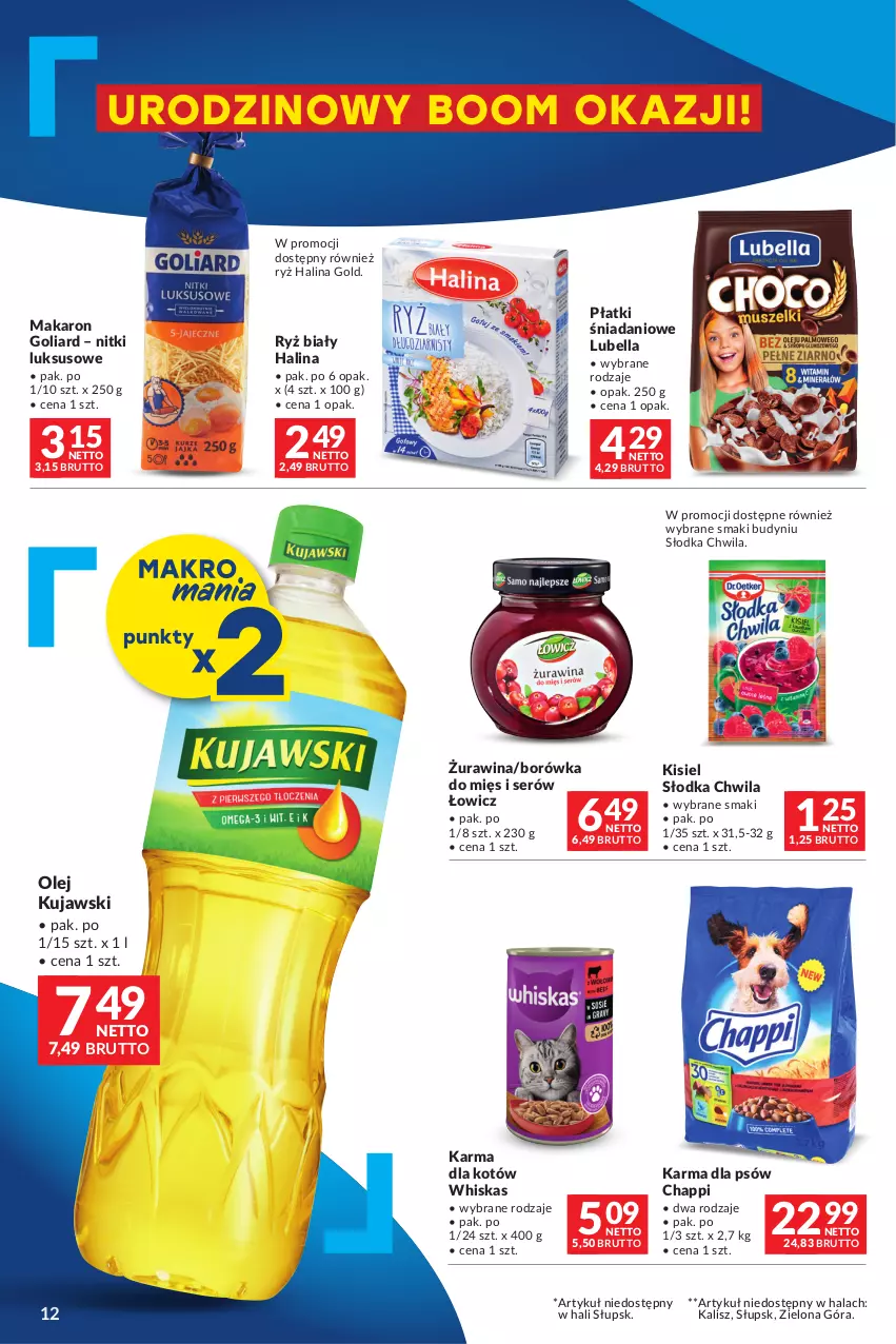 Gazetka promocyjna Makro - Oferta dla Twojego biznesu - oferta z alkoholem - ważna 20.02 do 04.03.2024 - strona 12 - produkty: Bell, Bella, Borówka, Chappi, Danio, Goliard, Kisiel, Kujawski, Lubella, Makaron, Olej, Ryż, Ryż biały, Ser, Słodka Chwila, Whiskas