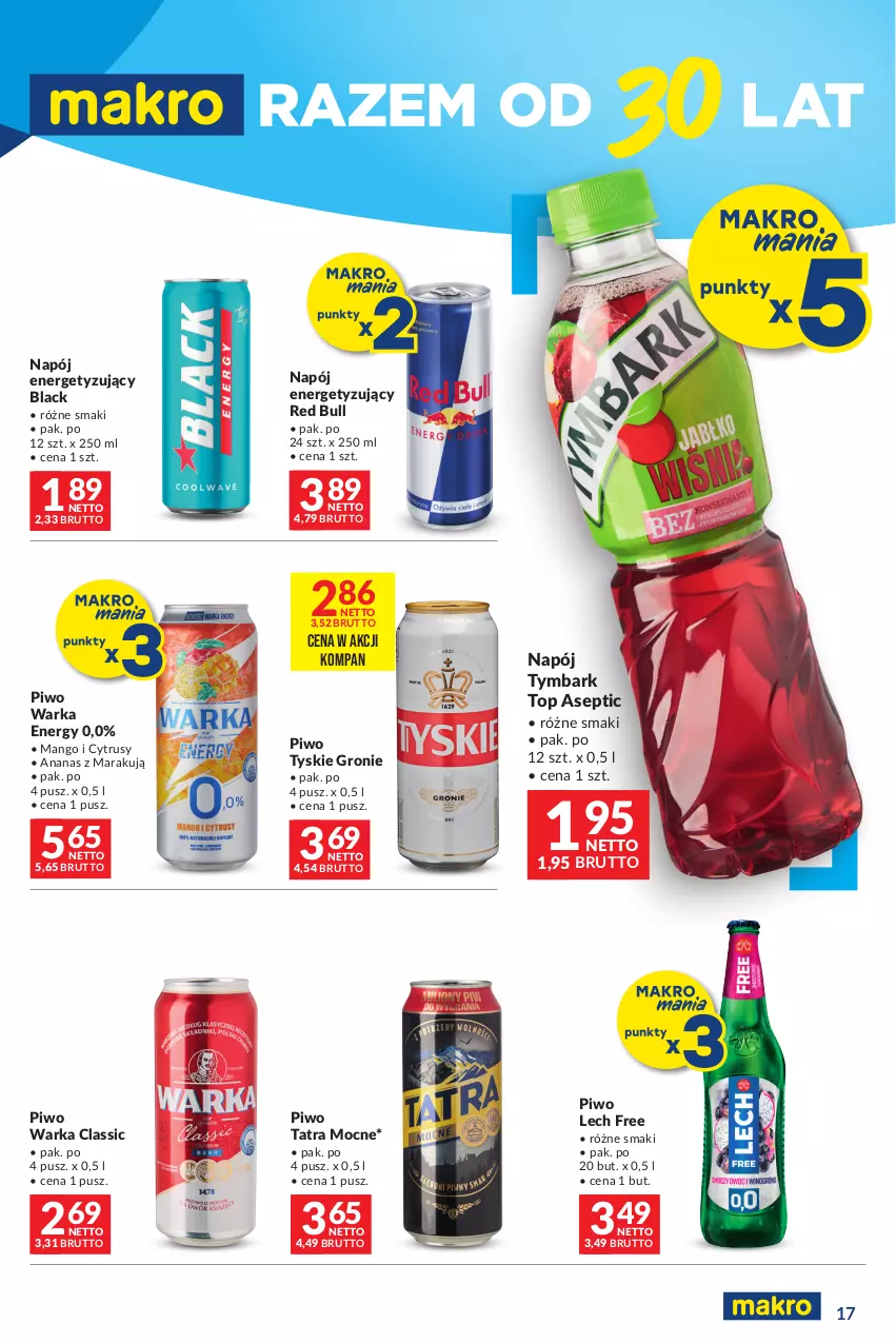 Gazetka promocyjna Makro - Oferta dla Twojego biznesu - oferta z alkoholem - ważna 20.02 do 04.03.2024 - strona 17 - produkty: Ananas, Lack, Mango, Napój, Piwo, Red Bull, Tatra, Top, Tymbark, Tyskie, Warka