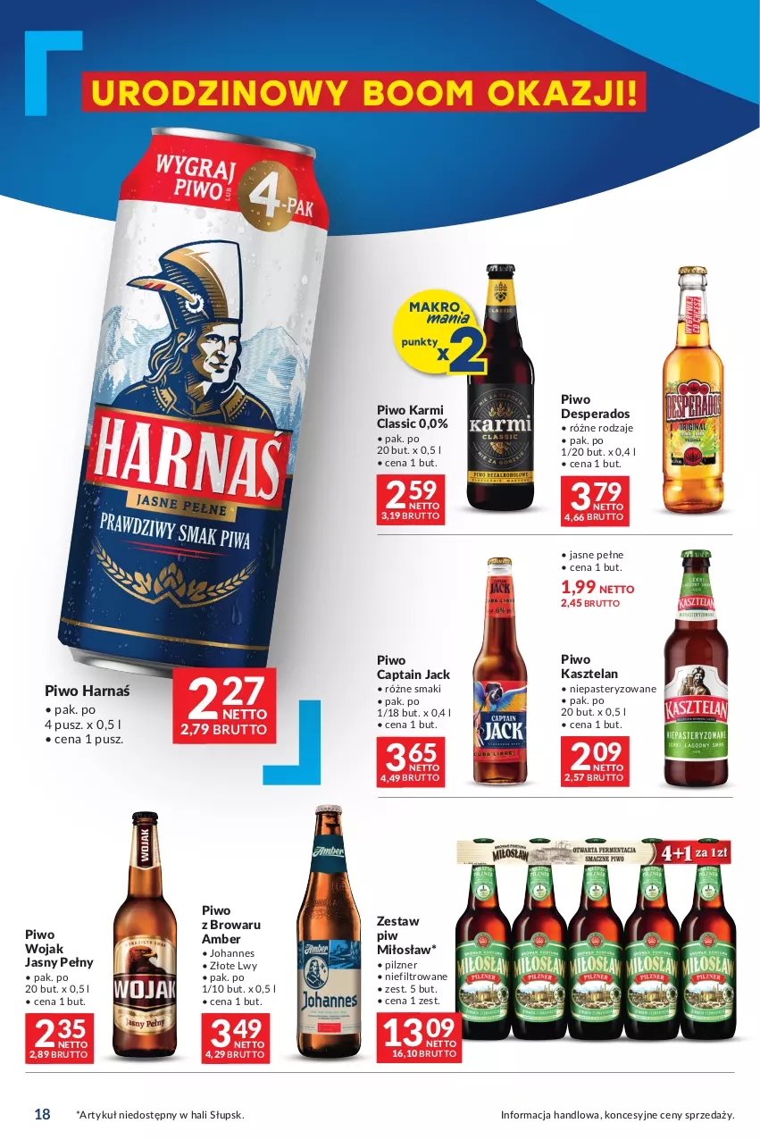 Gazetka promocyjna Makro - Oferta dla Twojego biznesu - oferta z alkoholem - ważna 20.02 do 04.03.2024 - strona 18 - produkty: Captain Jack, Desperados, Harnaś, Karmi, Kasztelan, Piwo