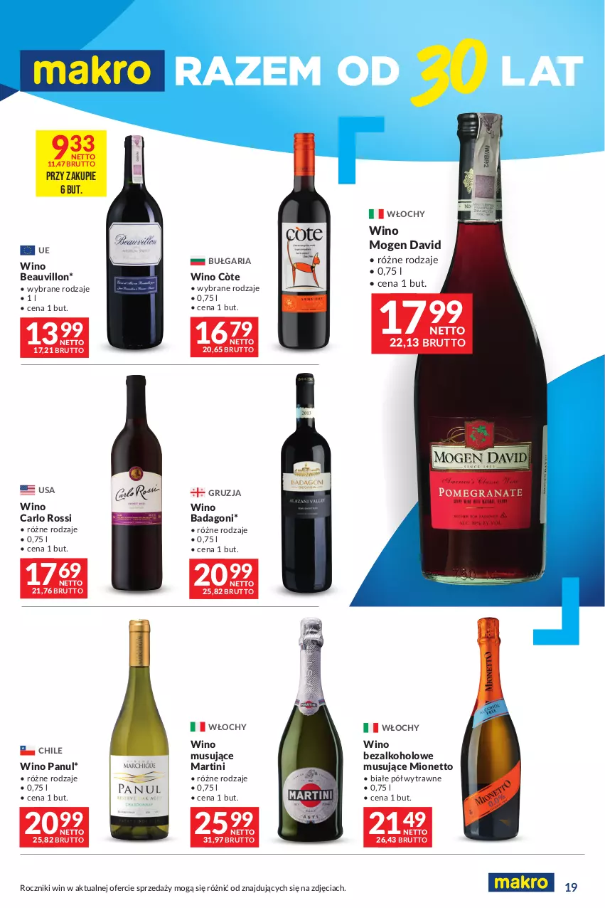 Gazetka promocyjna Makro - Oferta dla Twojego biznesu - oferta z alkoholem - ważna 20.02 do 04.03.2024 - strona 19 - produkty: Carlo Rossi, Martini, Mionetto, Mogen David, Mus, Wino, Wino bezalkoholowe, Wino musujące