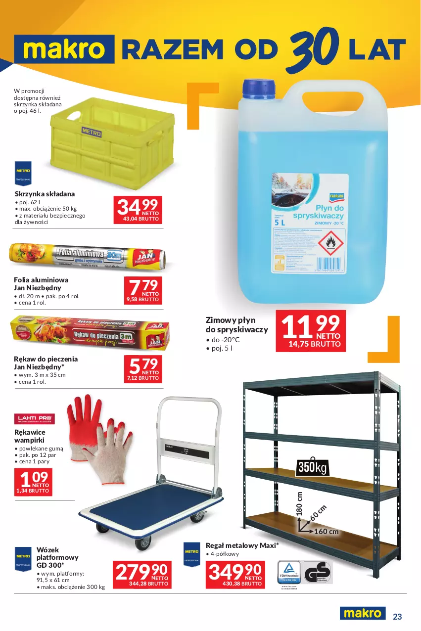 Gazetka promocyjna Makro - Oferta dla Twojego biznesu - oferta z alkoholem - ważna 20.02 do 04.03.2024 - strona 23 - produkty: Folia aluminiowa, Jan Niezbędny, Piec, Płyn do spryskiwaczy, Regał, Regał metalowy, Rękaw do pieczenia, Rękawice, Wózek