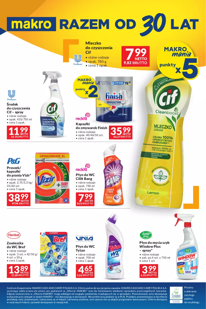 Gazetka promocyjna Makro - Oferta dla Twojego biznesu - oferta z alkoholem - ważna 20.02 do 04.03.2024 - strona 27 - produkty: Bref, Cif, Cillit Bang, Finish, Gra, Kapsułki do prania, Mleczko, Papier, Płyn do mycia, Płyn do wc, Rum, Tytan, Vizir, Zawieszka do wc